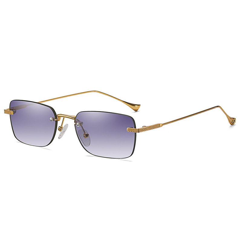 Jett Frameless Computer Cut Square Small Frame Sunglasses - Image 7