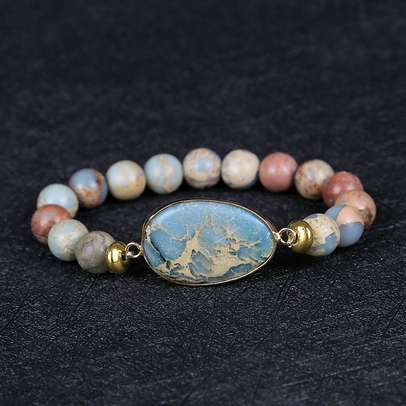 Retro Shoushan Stone Bracelet Men And Women Beaded Natural Stone