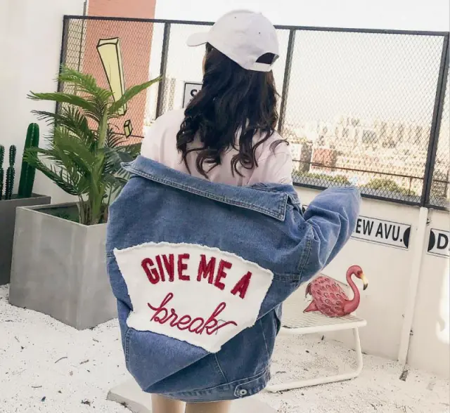 Retro All match Loose Patch Denim Jacket - Shop at LoveMi