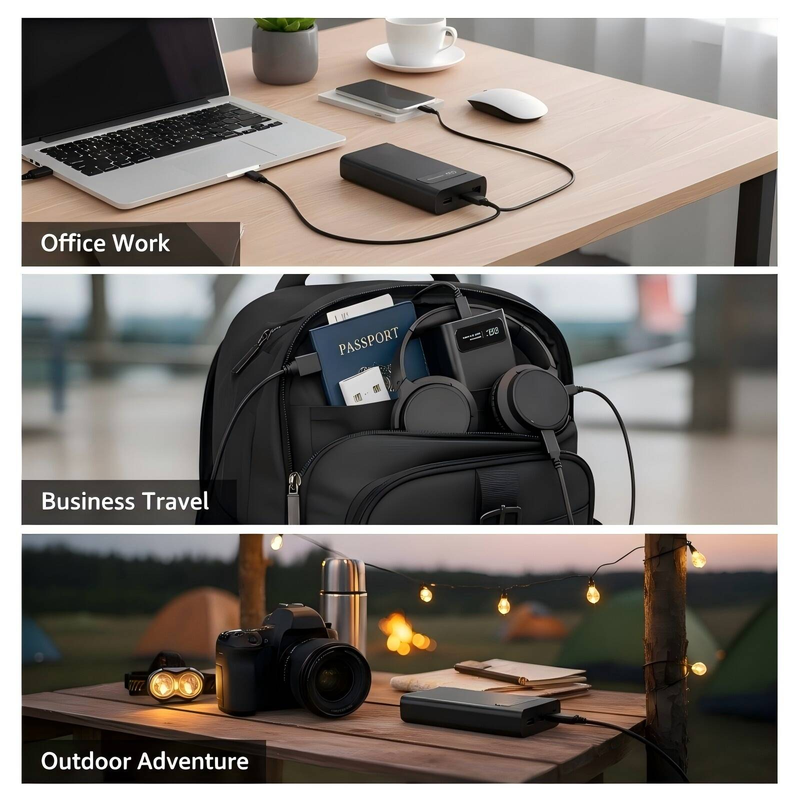 1pcs 20000mAh Portable Charger With 65W Fast Charging Multi-Port Output Smart... 5