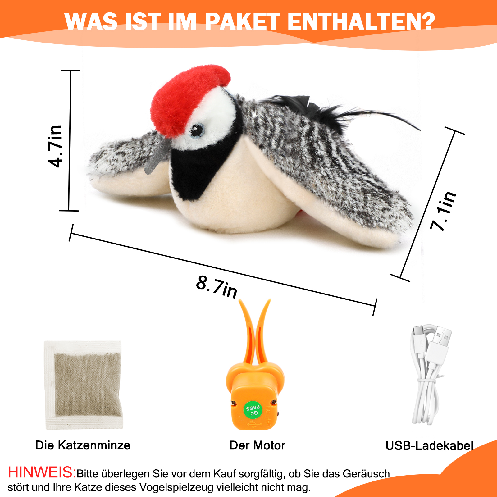 Electric Cat Toy Bird For Self-Entertainment - Interactive Cat Toy Automatic With Catnip, Intelligent Rechargeable Cat Toy For Cats To Play With And Step On