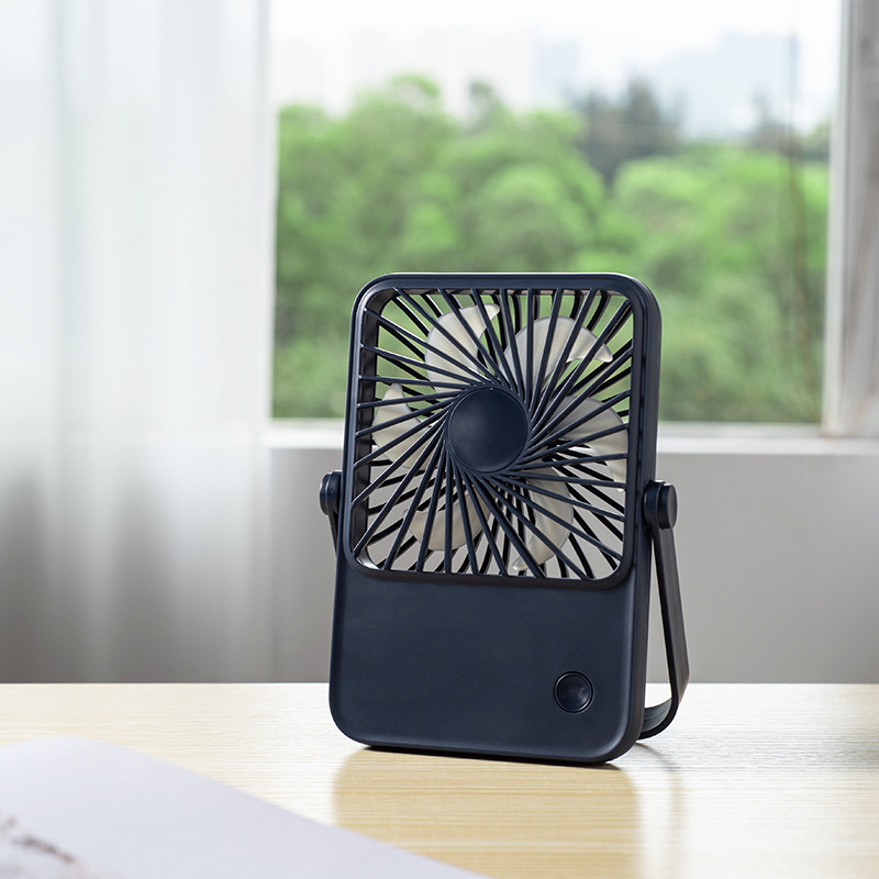 Navy Blue USB Fan 3 Speeds Low Noise 1200-2000mAh Rechargeable 3-6H Runtime For Office Home Gift