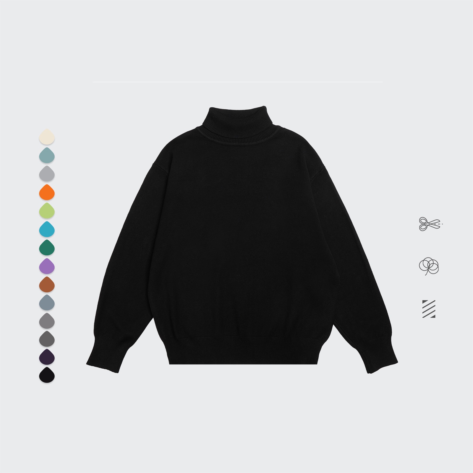 Title 2, Core Spun Loose High Neck Sweater Solid Color K...