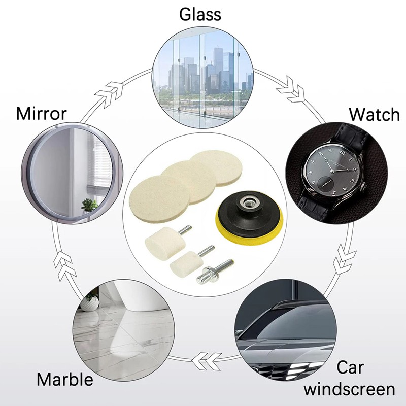 7PCS Set Cerium Oxide Glass Polishing Kit Windscreen Remover Scratch Felt Pads C — image 6