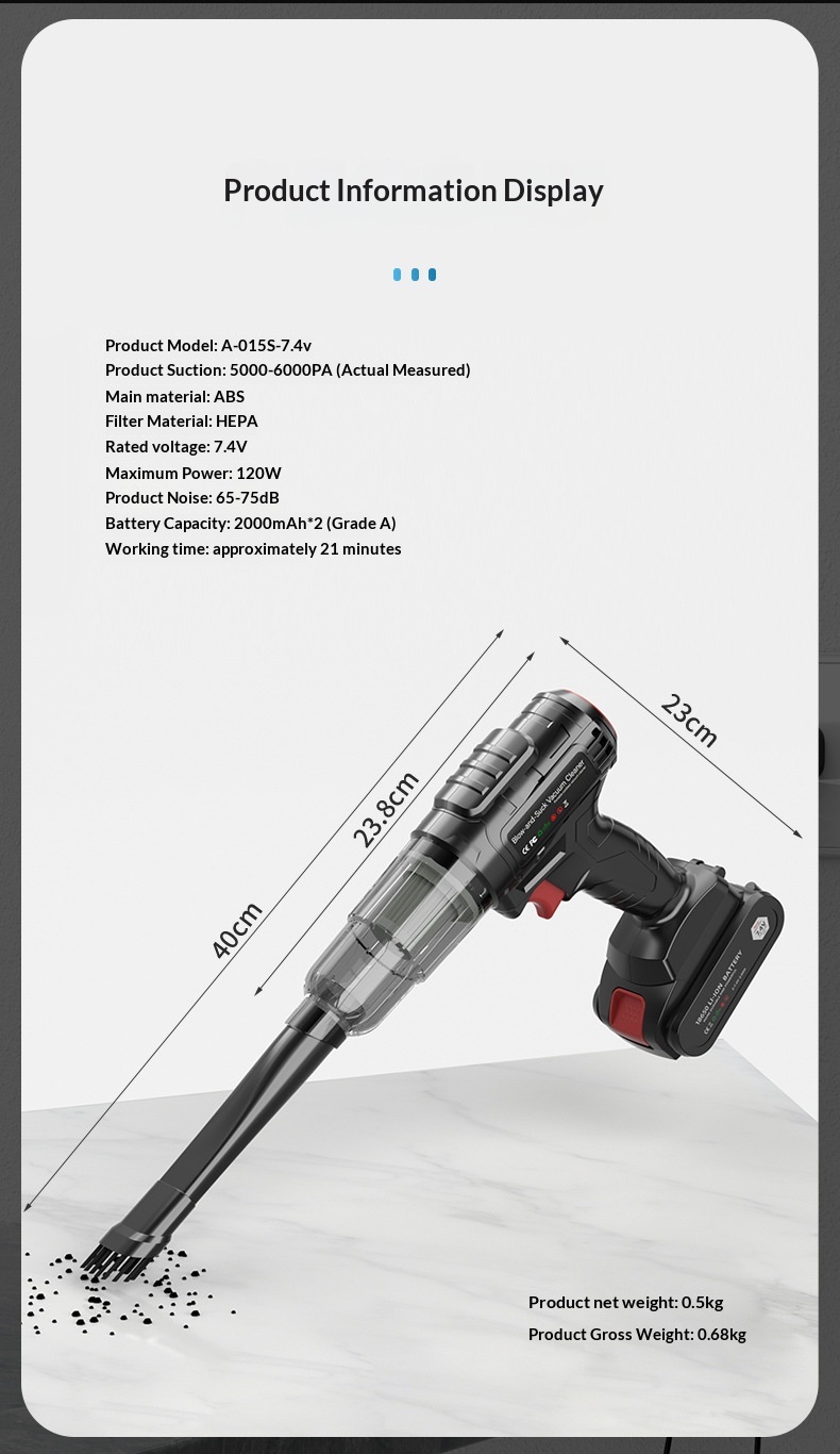 Cordless Lithium Handheld Car Vacuum Cleaner, Detachable Mini Powerful High Suction Vehicle Vacuum With Wireless Charging 8