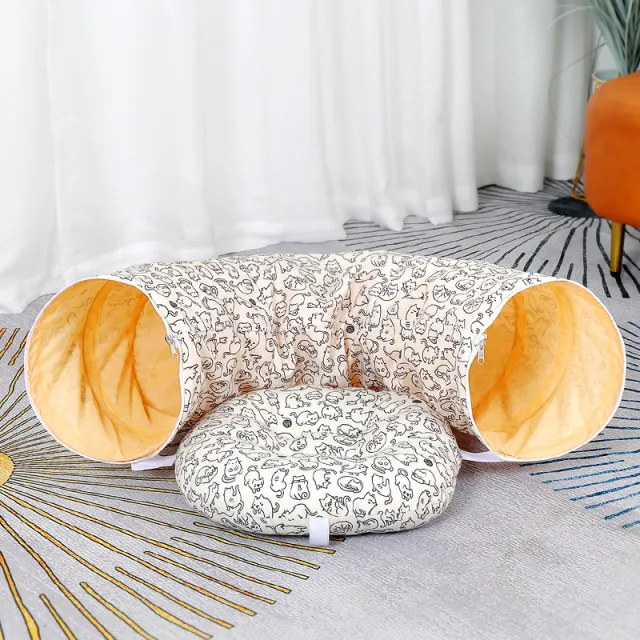 Donut Cat Nest Tunnel Four Seasons Universal Toy Maze Black White Cat Half Circle - Shop at LoveMi