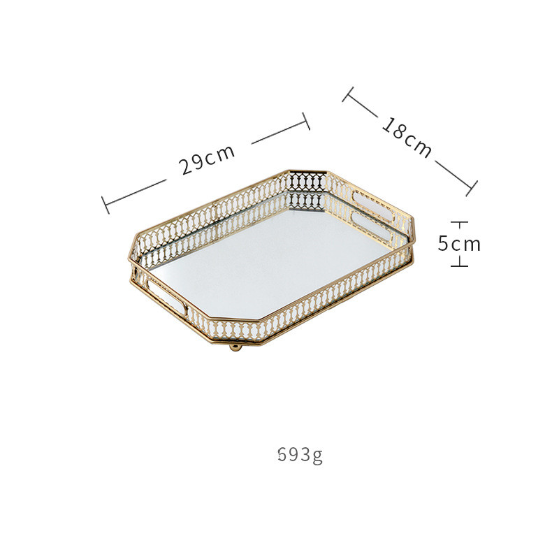 Title 2, Mirror Glass Plate Golden Wrought Iron Decorati...