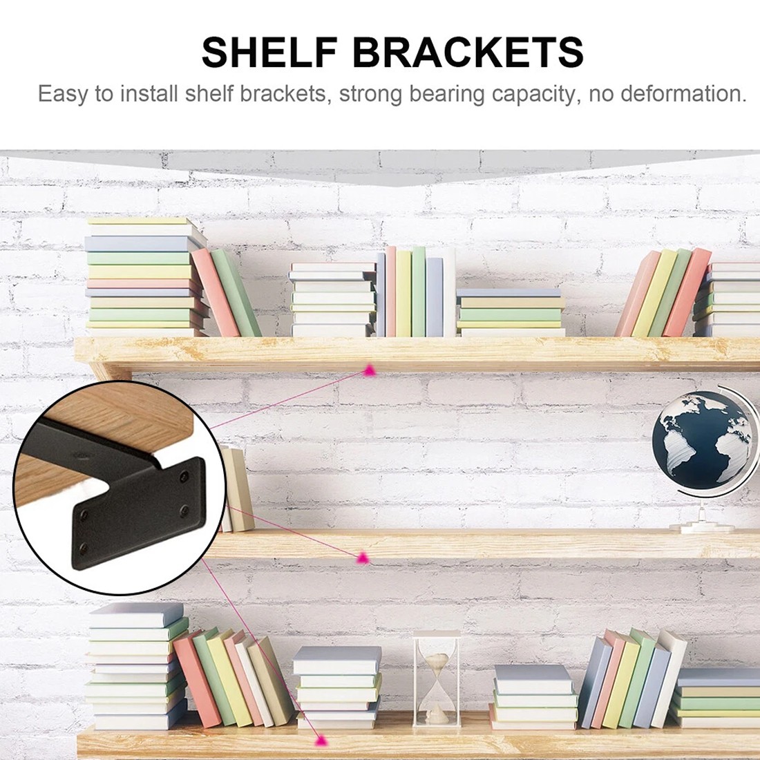 4 Pack Floating Shelf Brackets 20CM Heavy Duty Metal For Support Wall Hanging — image 3