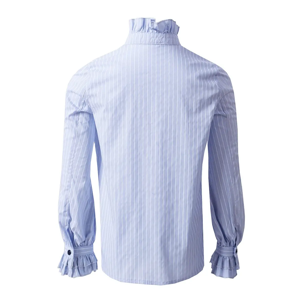 Boys Blue Formal Shirt Removable Collar Kids Wedding Party School Shirt 4-14Y