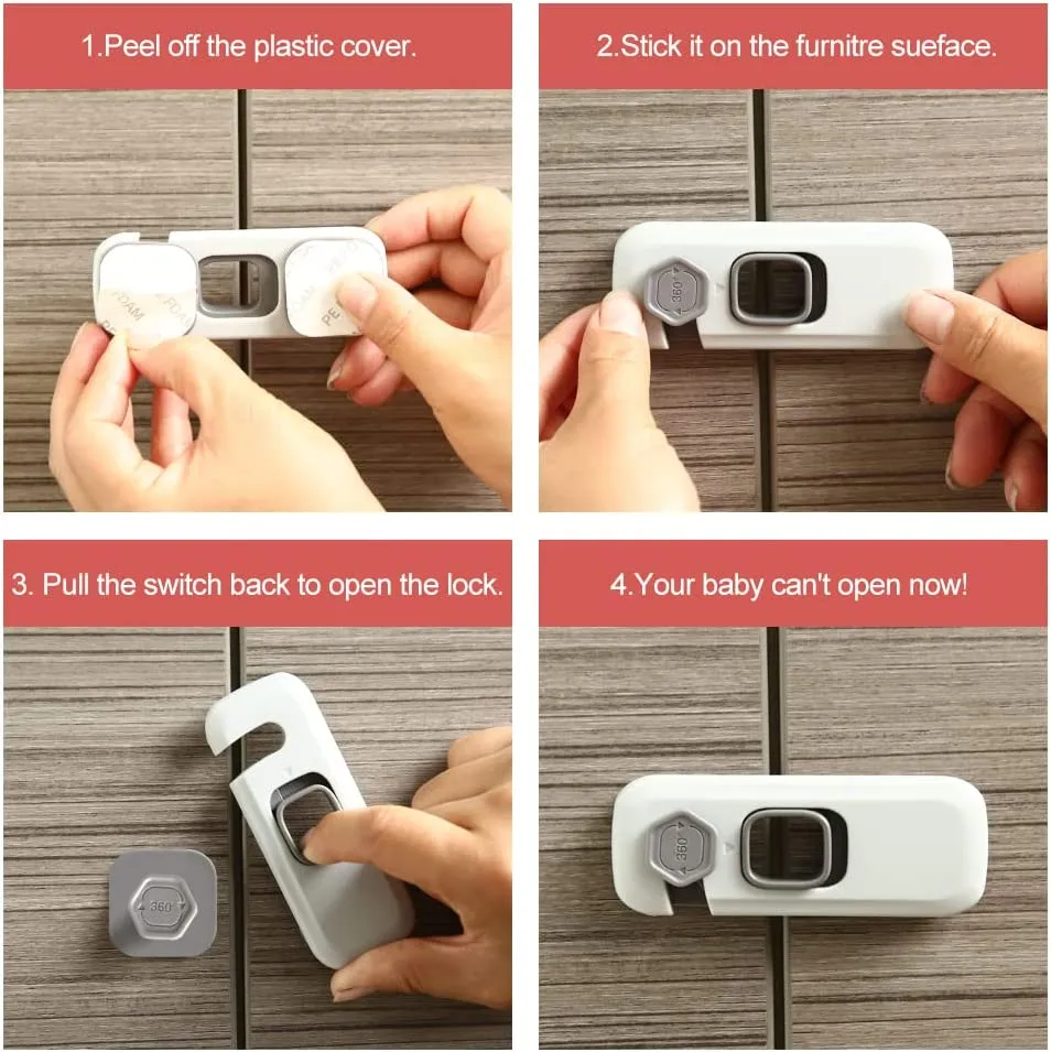 Home Refrigerator Lock Fridge Freezer Door Catch Lock Toddler Kids Child Cabinet Safety Lock For Baby Safety Child Lock – image 4
