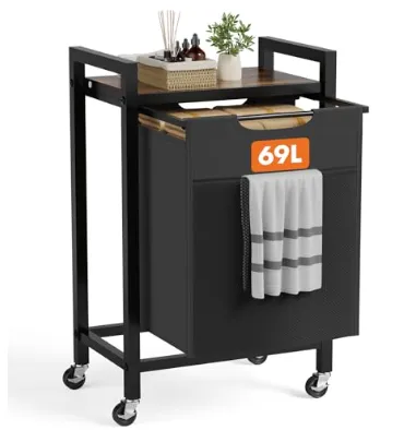 Laundry Hamper With 4 Pull Out Removable Laundry Bags Clothing Sorter With Shelf And Wheels 1 Baskets - Shop at LoveMi