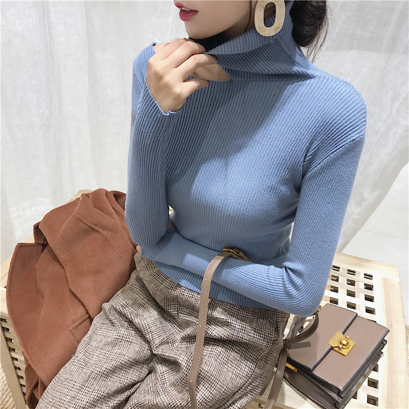 Fashion Women's Solid Color Slim Base Sweater