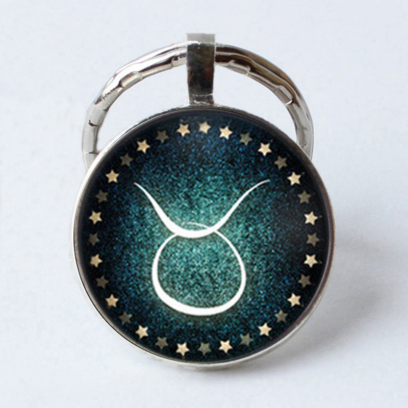 Twelve Constellations 25MM Time Gem Metal Keychain Taurus - Shop at LoveMi