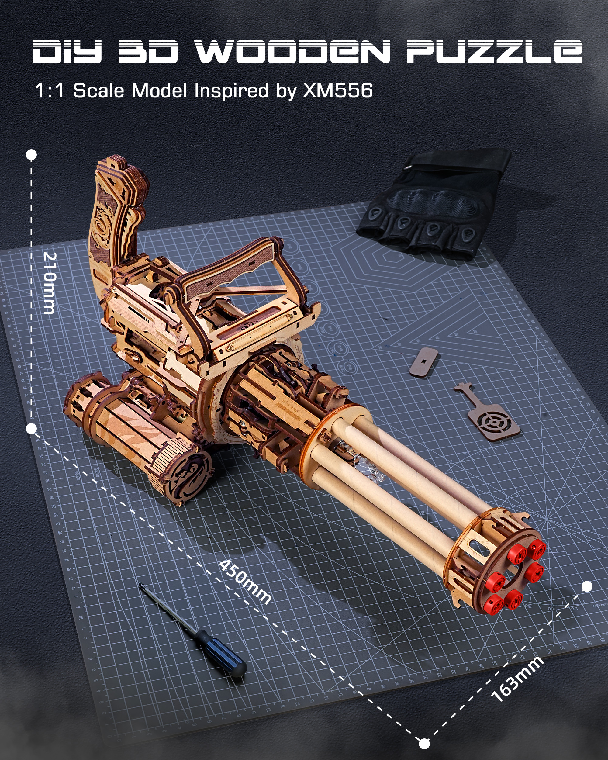 ROKR Gatling Gun Rubber Band Model view 2