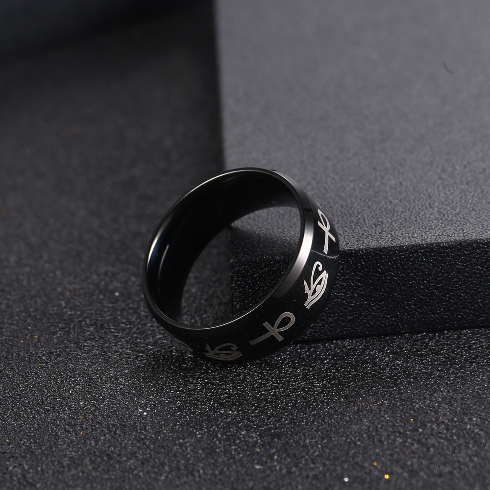 Simple Letter Symbols Men's Ring Personality