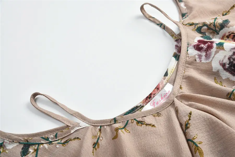 Off-the-shoulder Ruffle Print Suspender Dress