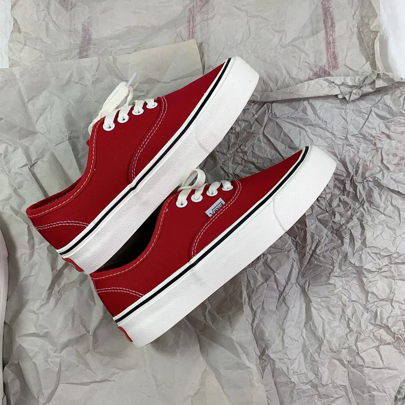 Spring New Low-top Canvas Shoes For Female Students Ins Korean Version - Red