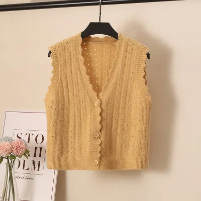 Woolen Knitted Vest Women's Tank Top Spring And Autumn Yellow - Shop at LoveMi