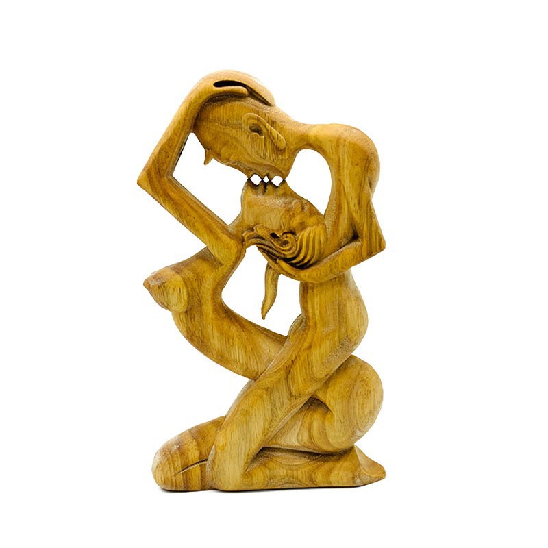 sculpture sur bois Sculpture Bois Artisanale Amour Éternel