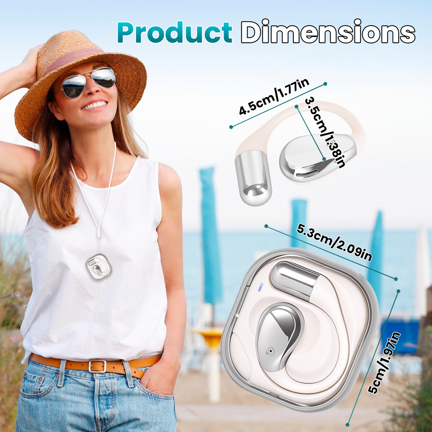 Open-Ear AI Translation Earbuds 165 Language Real Time AI Headphone Wireless 6.0 Translating Earbuds With 360 Degree Rotating Charging Case Lanyard For Travel Meetings Language Learning thumbnail 4