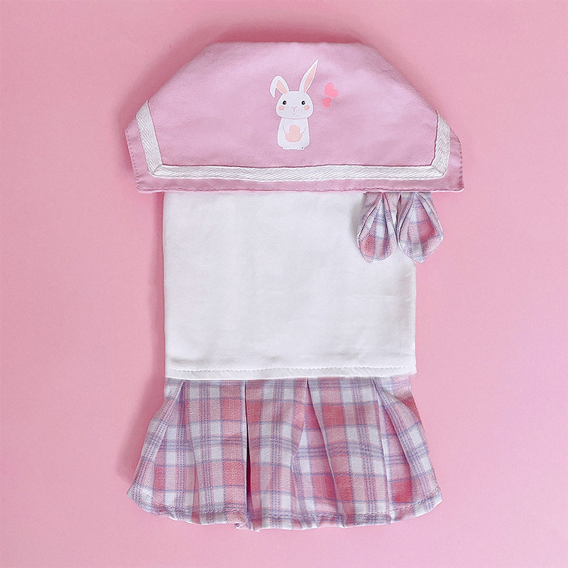 Plaid skirt with rabbit ears