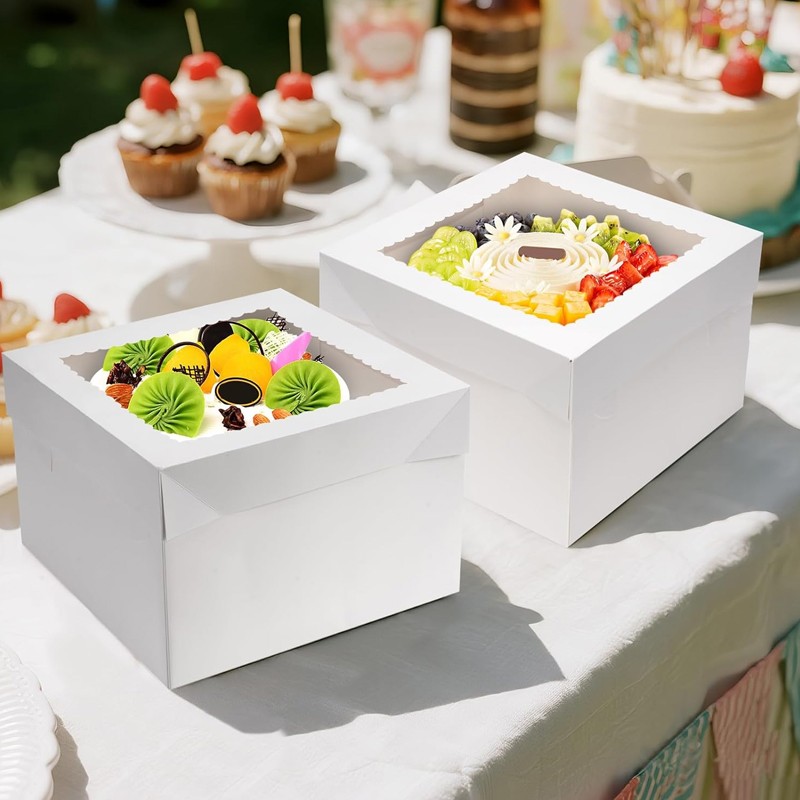 10X 10-Inch Cake Boxes WCake Boards Disposable Clear Window