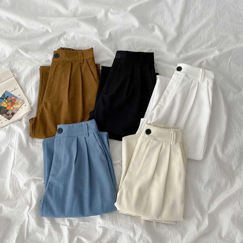 Wide Leg Suit Pants White Casual High Waist Drape