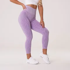 Outdoor Sports Zebra Print Nylon Yoga Pants - Purple - View 1