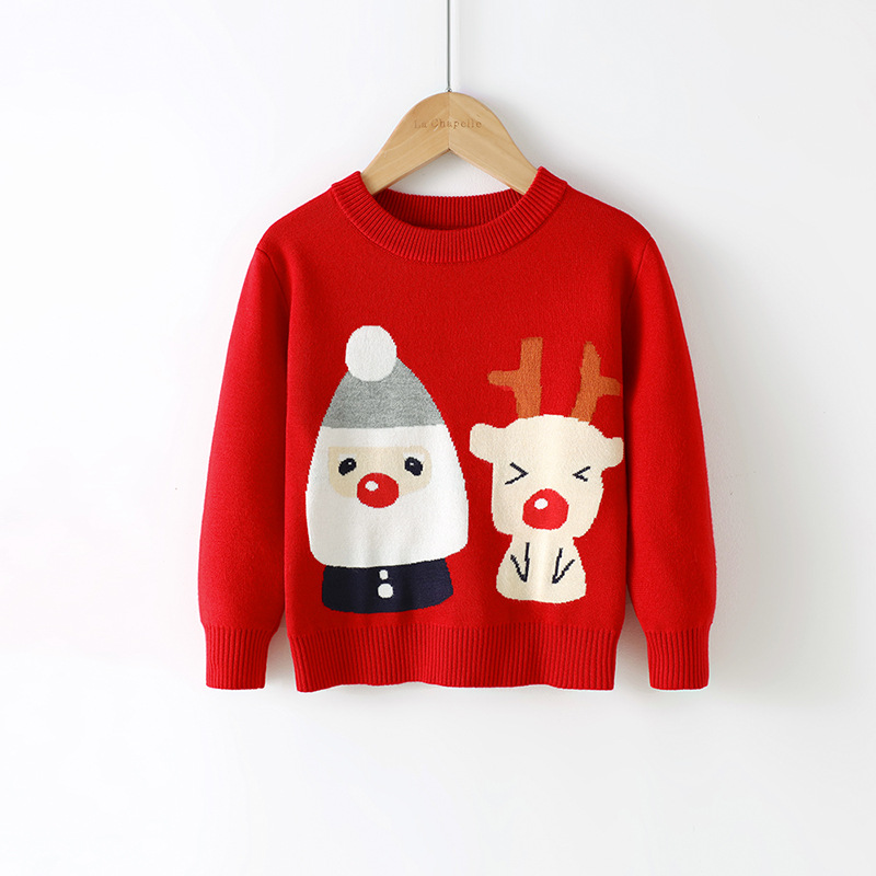 Cartoon Christmas Red Snowman Pullover Bottoming Sweater