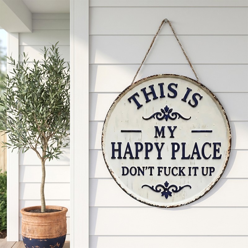 Funny Garden Metal Sign This Is My Happy Place Welcome Home Farm Wall Decor — image 9