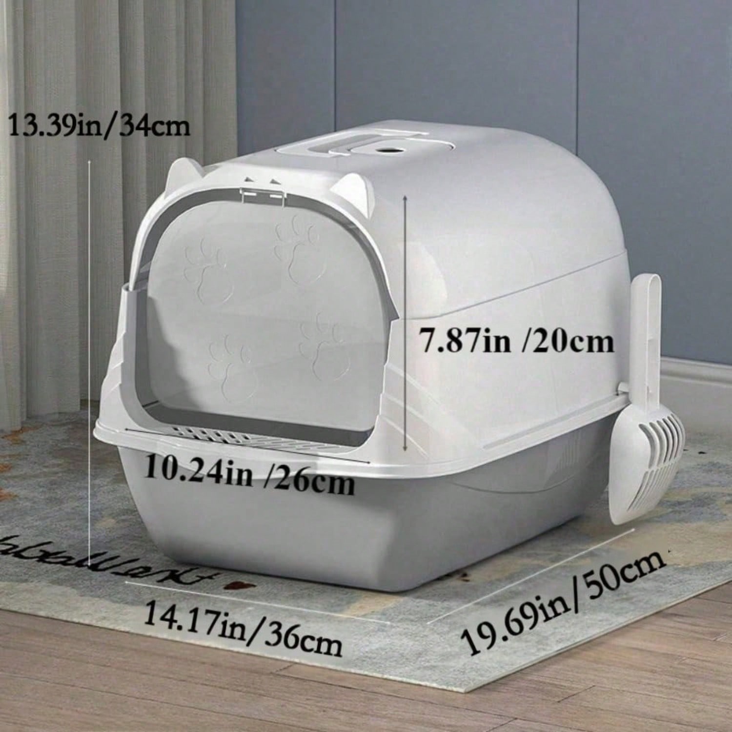 Fully Enclosed Hooded Cat Litter Box With Handle And Front Flap
