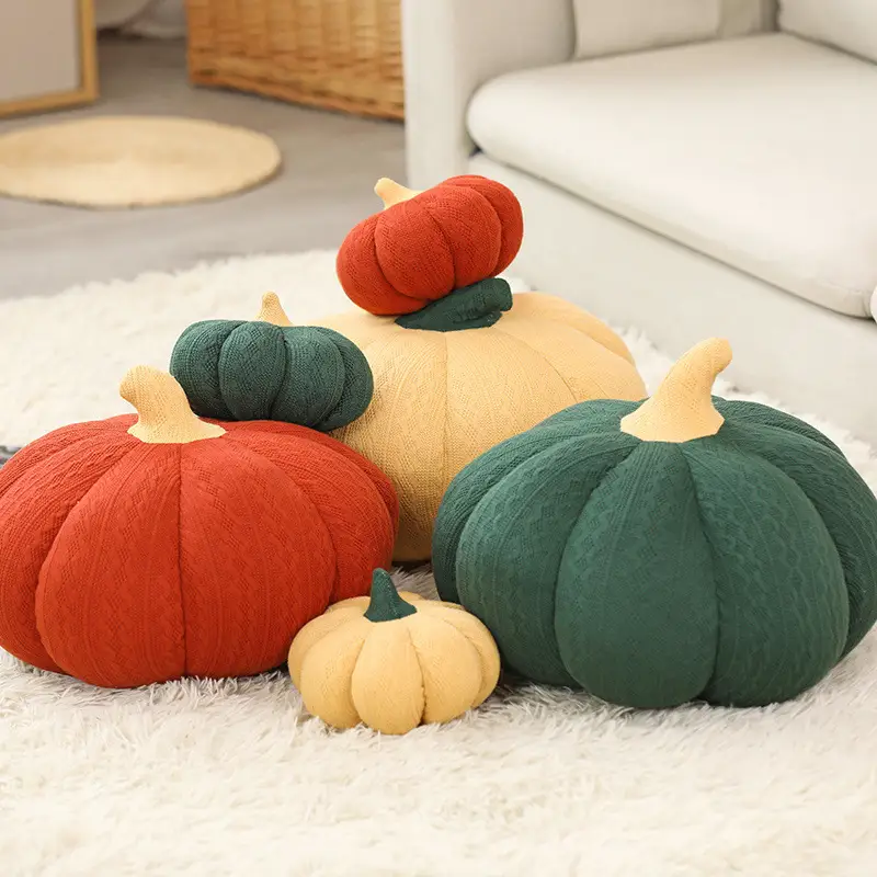 Creative Halloween Pumpkin Round Wool Throw Pillow