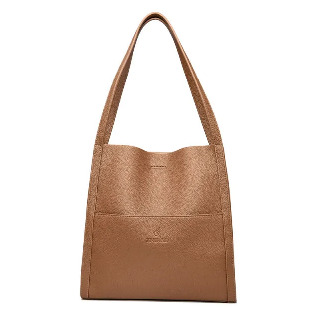 Solid Color Shoulder Bag Women's Fashion Large Capacity Handbag Crossbody Shopping Bags Khaki - Shop at LoveMi