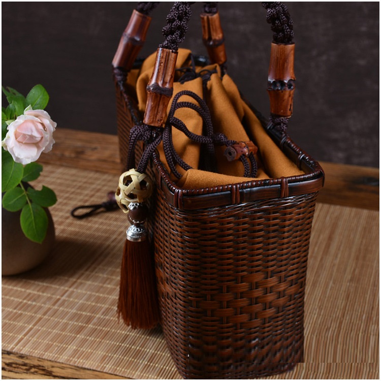 Ladies Literary Retro Handmade Bamboo Woven Bag