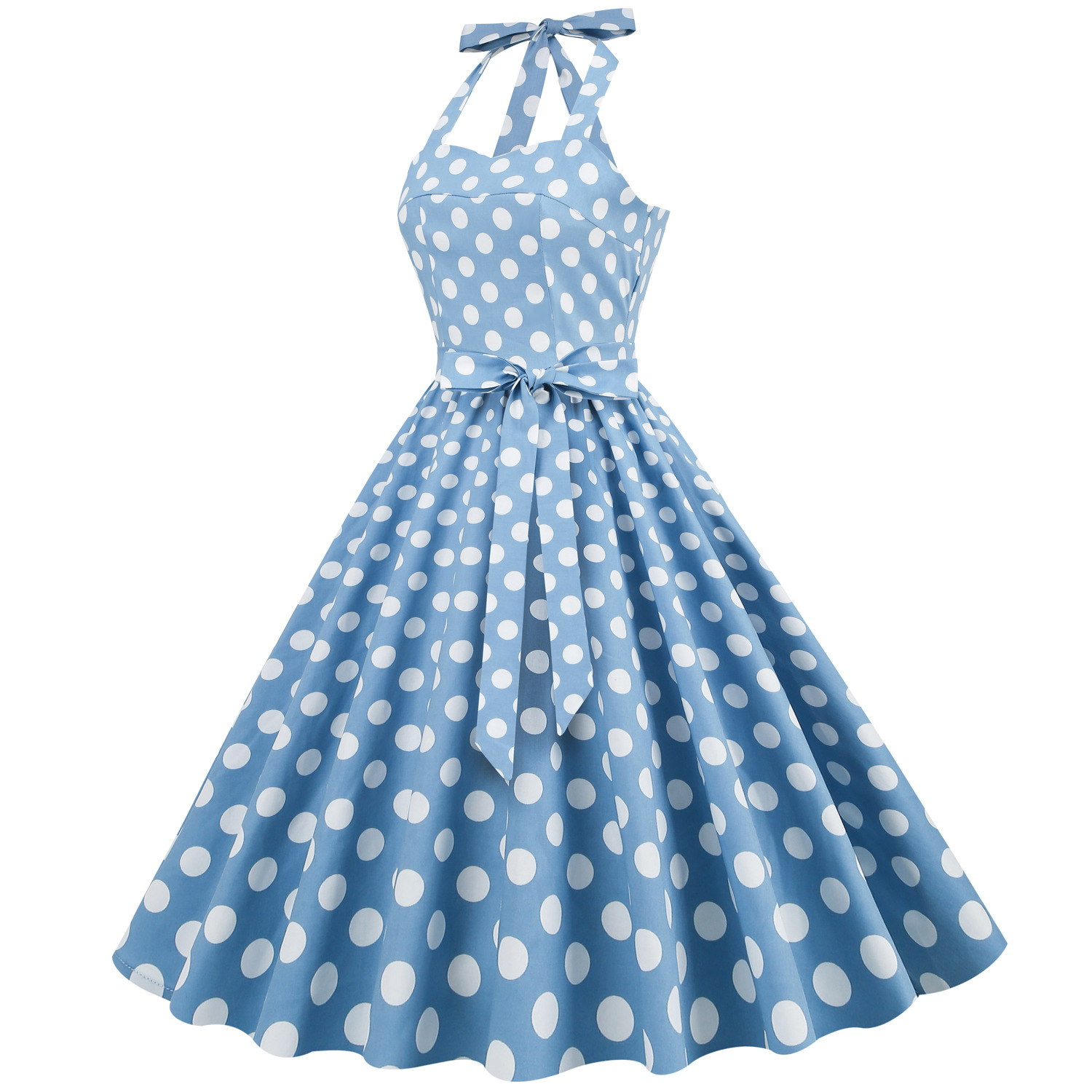Polka Dot Halter Midi Dress, picture 7 of 8