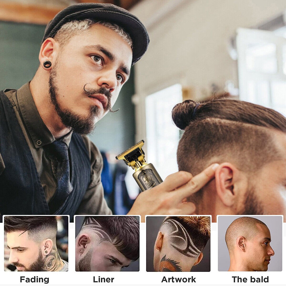 Beard Trimmer Hair Clippers Men's Shaver Cordless Hair Cutting Kit Barber Shaving Machine USB Rechargeable 15