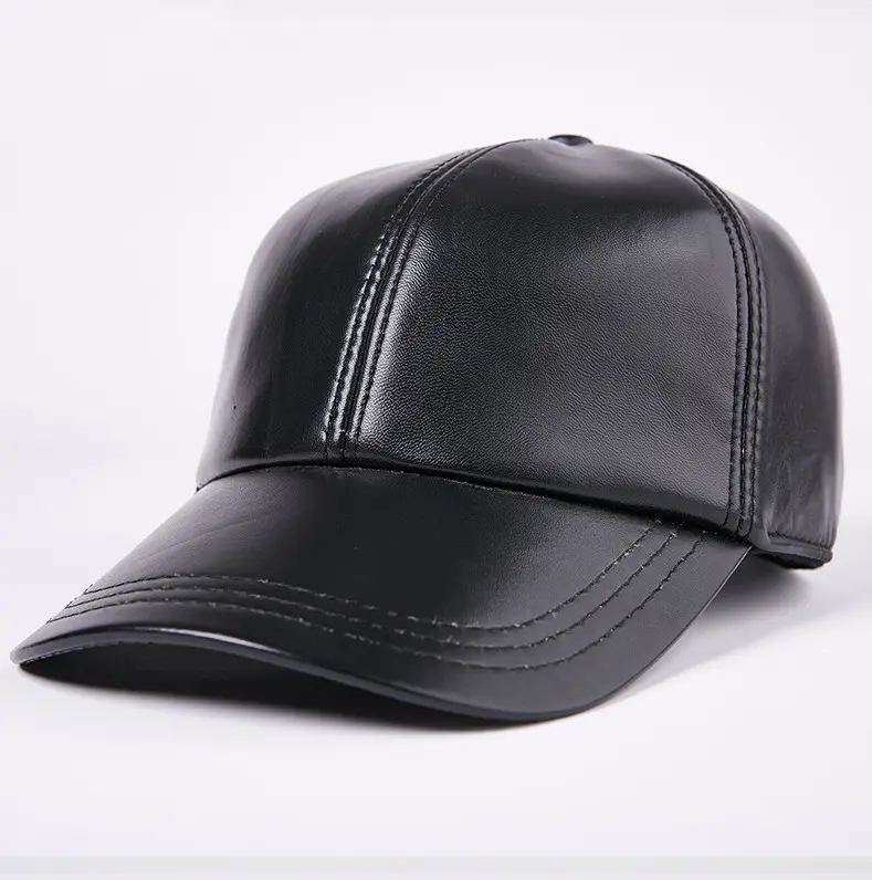 Leather Men Women Middle-aged and Elderly Sheepskin Baseball Caps