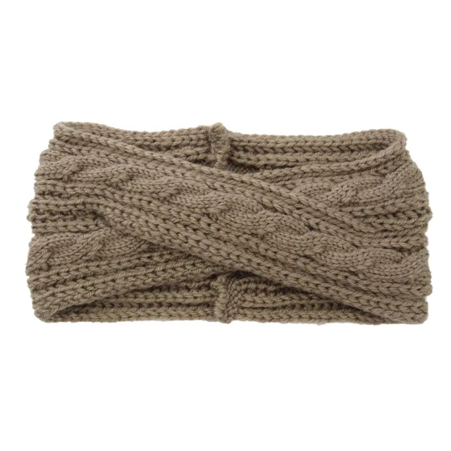 European And American Knitting Twist Cross Wool Hair Band Khaki - Shop at LoveMi