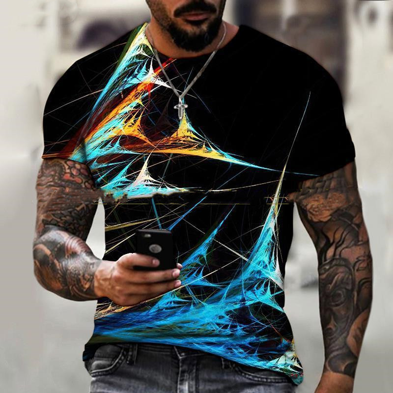 Cool 3D Printed Men's T-shirt Short Sleeve Top
