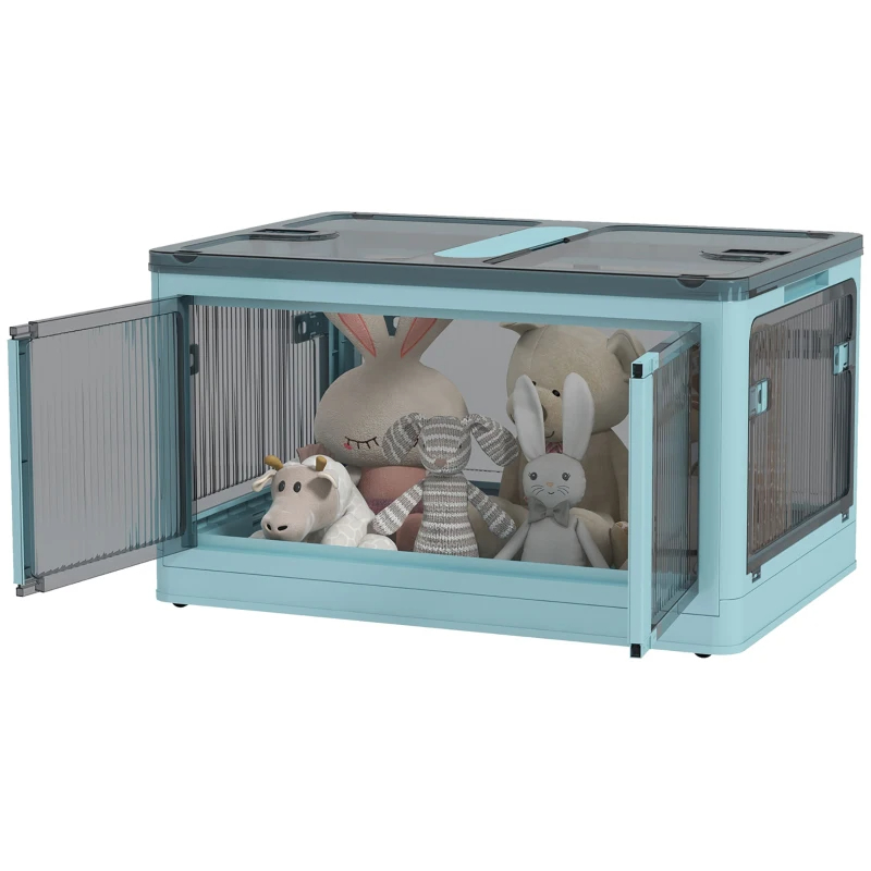 Stackable Storage Bins With Lids, Wheels, And Collapsible, Blue_voghion.com