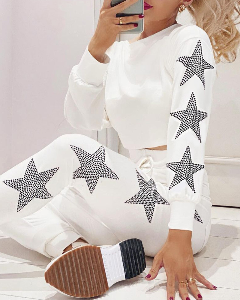 European And American White Star Hot Diamond Leisure Suit