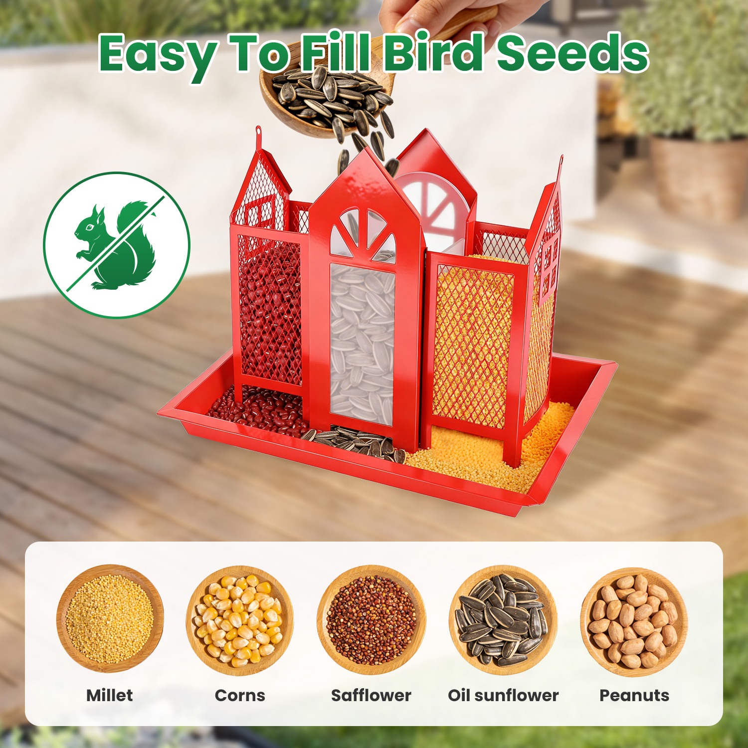 1Pc  Metal Hanging Bird Feeder House Classic Barn Bird Feeder House Iron Hanging Outdoor Feeder With Visible Window And Lift Top Lid 15.75in Hanging Length Wild Birds Garden Yard — foto 15