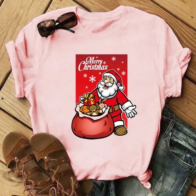 Christmas Print Ladies Short Sleeve 22Style - Shop at LoveMi