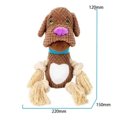 Dog Plush Vocalization Toys Bite Resistant Cotton Rope Dog Teeth Grinding Interactive Training Puppy Plaything Pets Supplies - Brown - View 1