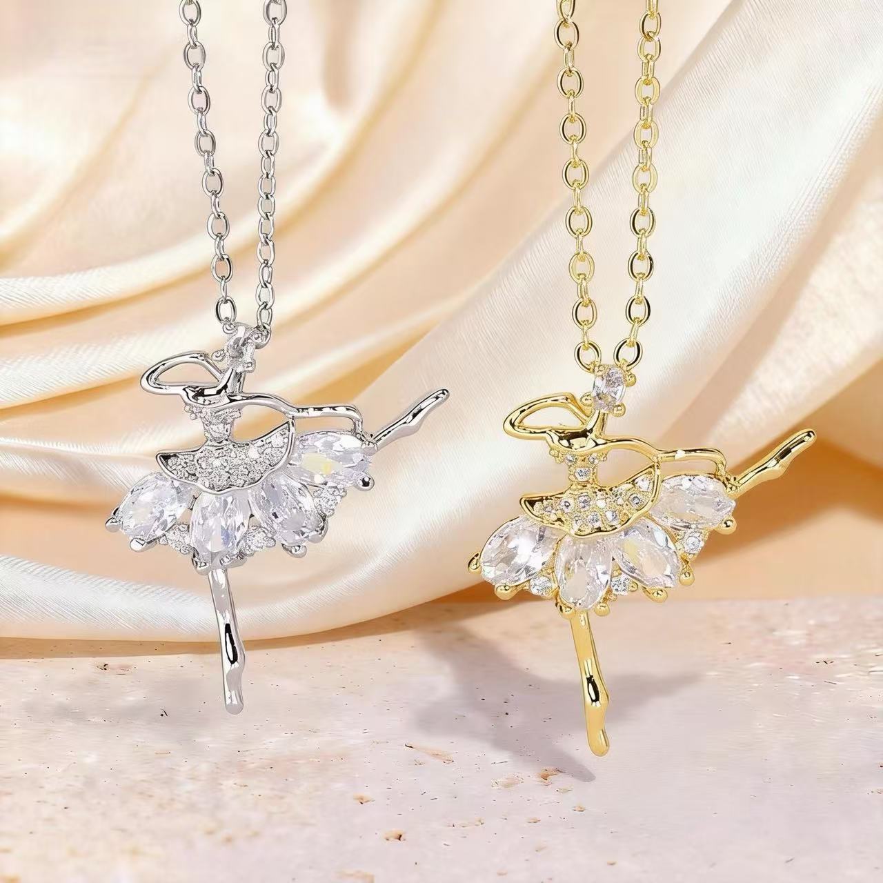 Ballet Girl Full Diamond Gorgeous Necklace