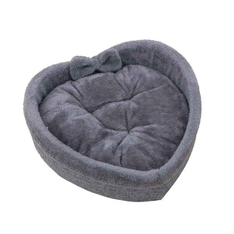 Summer Kennel For Cat Dog Bed Pet Nest Small And Medium Nest Heart-shaped Mat Stuffed Kennel Universal For All Four Seasons - Gray