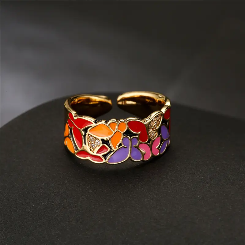 Fashionable Personality Dripping Copper Micro-inlaid Zircon Butterfly