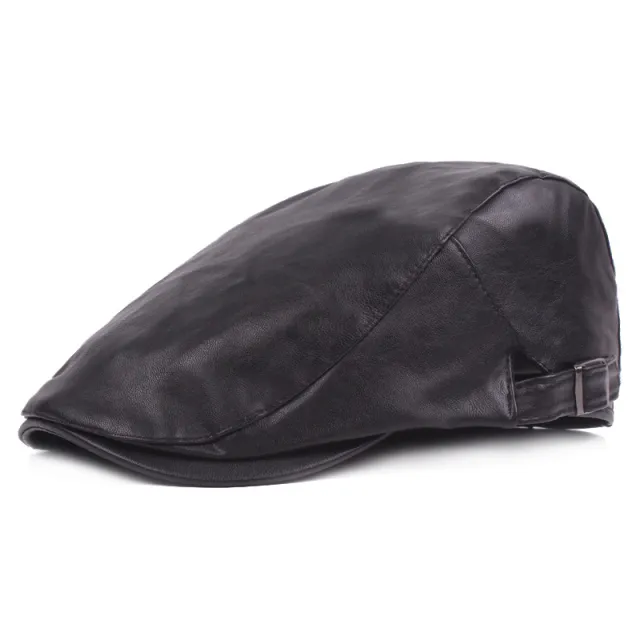 Men's Fashionable Leather Forward Hat Black - Shop at LoveMi