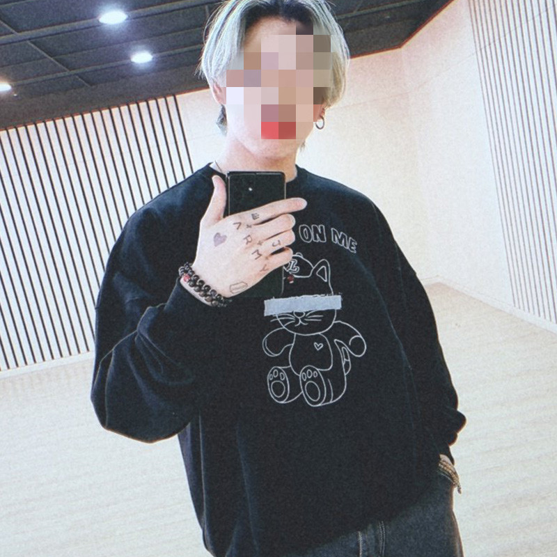 Sweater Loose Cotton Printed Plush