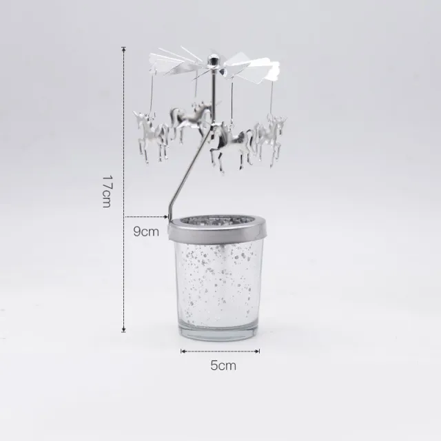 Ins European Style Walking Light Rotating Candle Holder Silver Unicorn Y - Shop at LoveMi